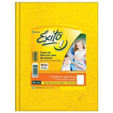 Cuaderno Exito Araña Rayado Escolar N°1 (16x21)Amarillo Tapa Dura 48 hojas -2