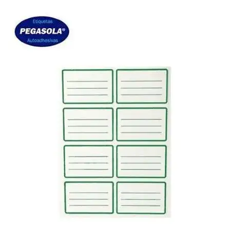 Etiquetas Pegasola Escolares Verde 8 Etiq, 3 hojas
